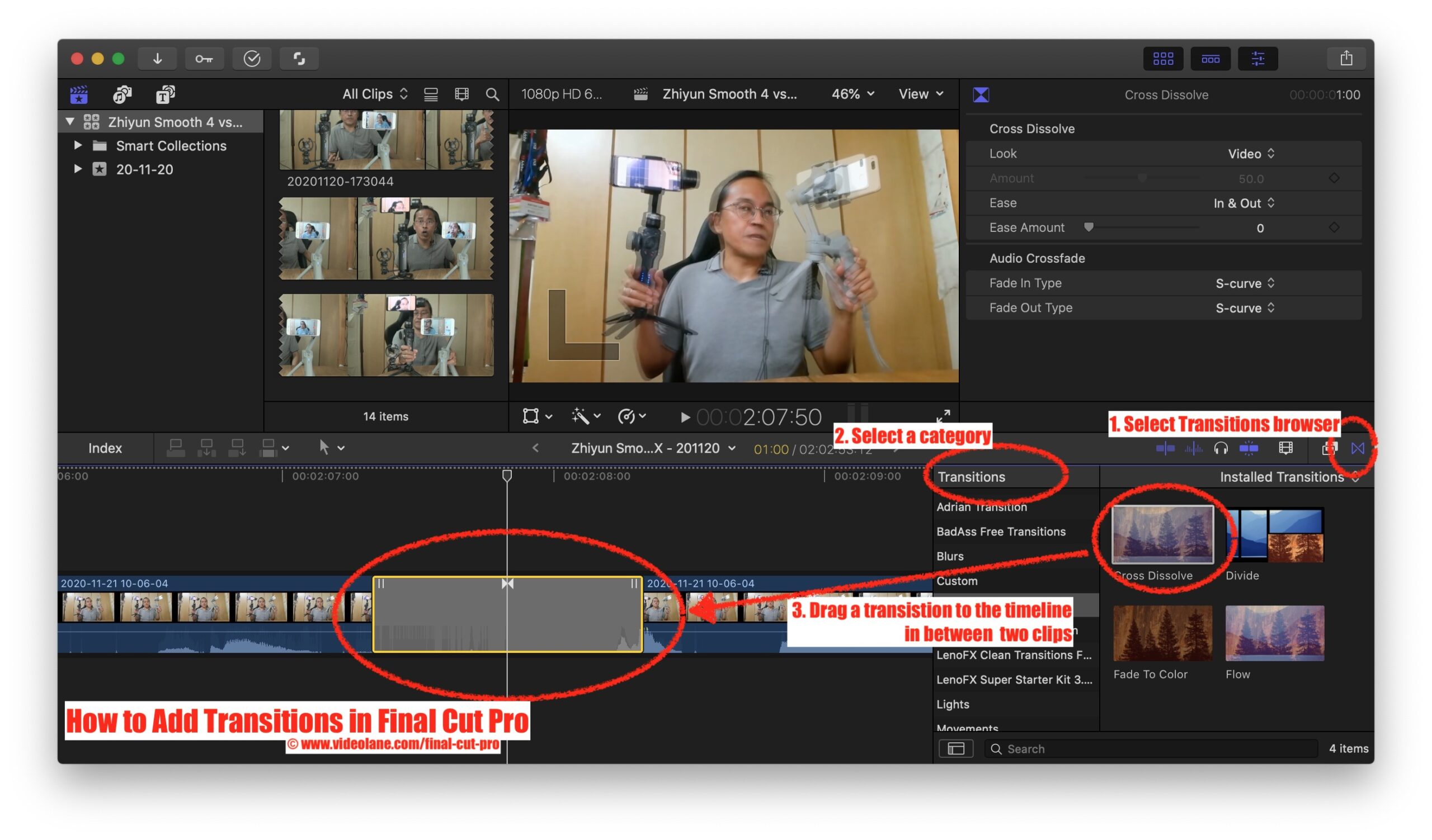 How to add transitions in Final Cut Pro 1 VIDEOLANE COM 